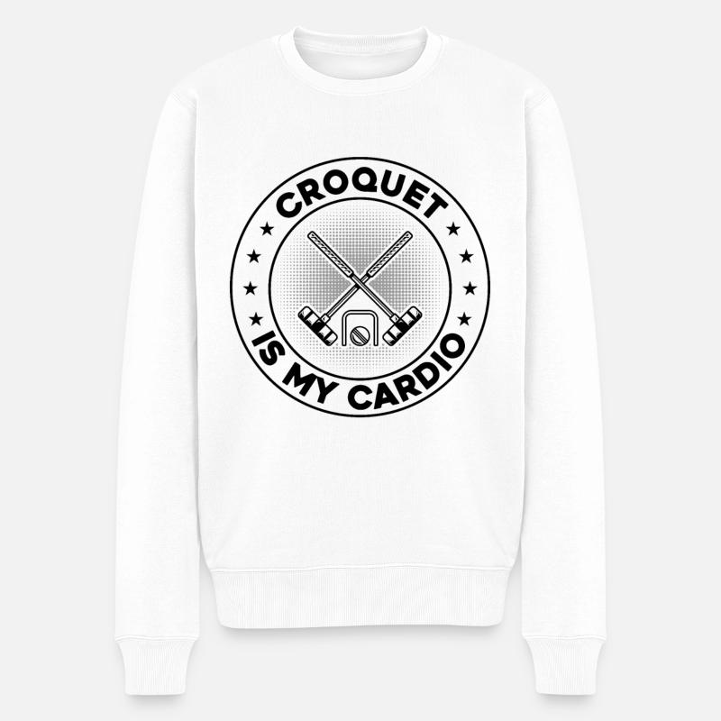 Croquet Is My Cardio - Funny Croquet - Männer Premium Bio Pullover - Weiß