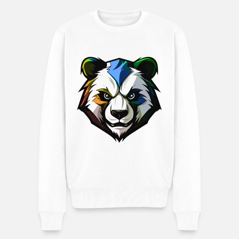 Panda Kopf Bunt - Männer Premium Bio Pullover - Weiß