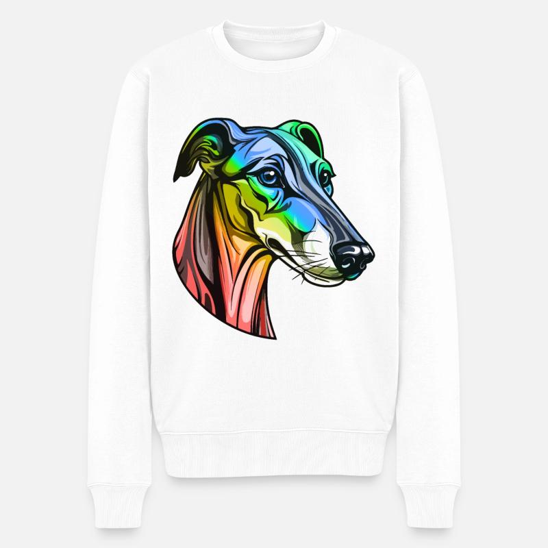 Greyhound Hund Kopf Bunt - Männer Premium Bio Pullover - Weiß
