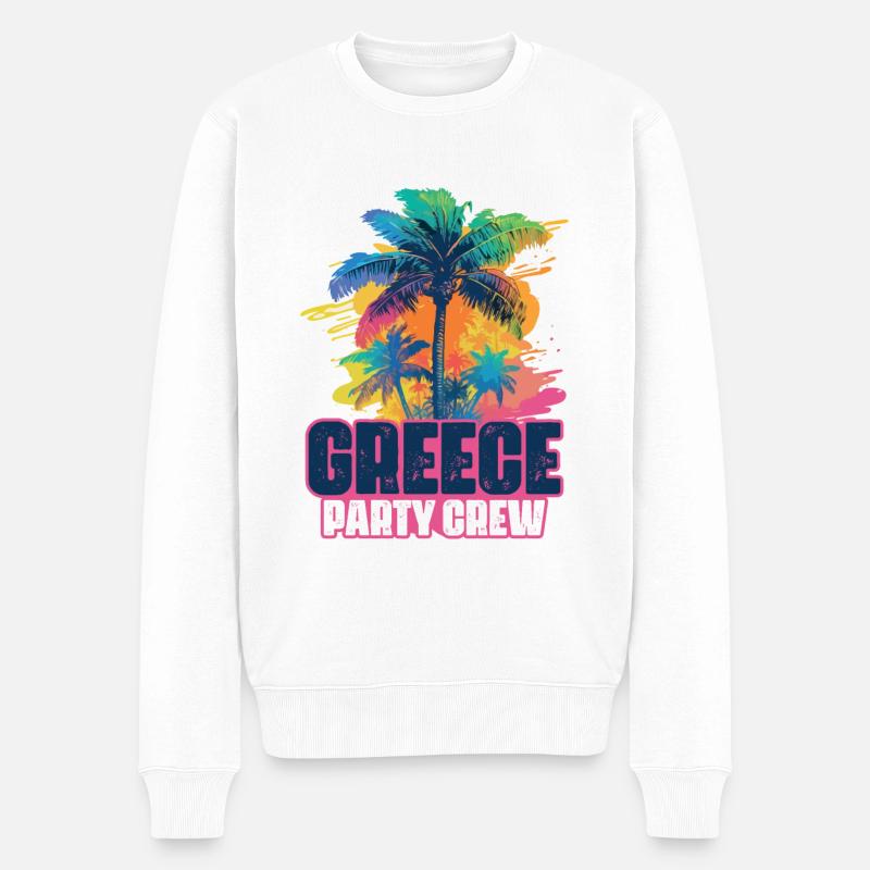 Grèce Party Crew Vacances - Pull Premium bio Homme - blanc