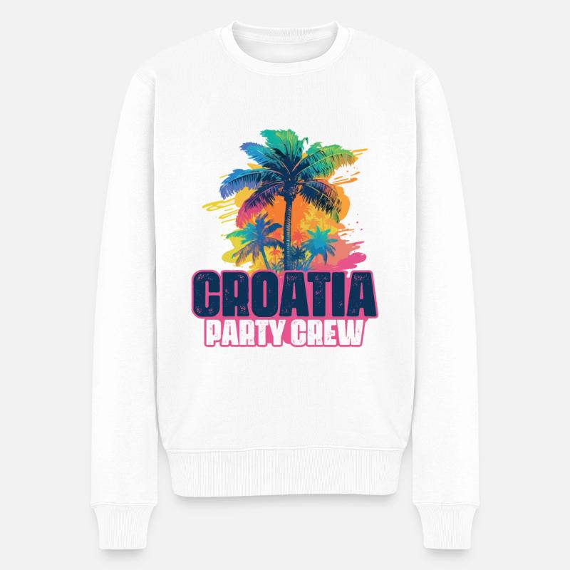 Croatie Party Crew Vacances - Pull Premium bio Homme - blanc