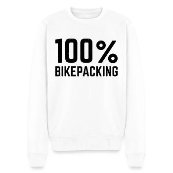 100% bikepacking - Men's Premium Organic Jumper - white - Front - Thijin (182cm)