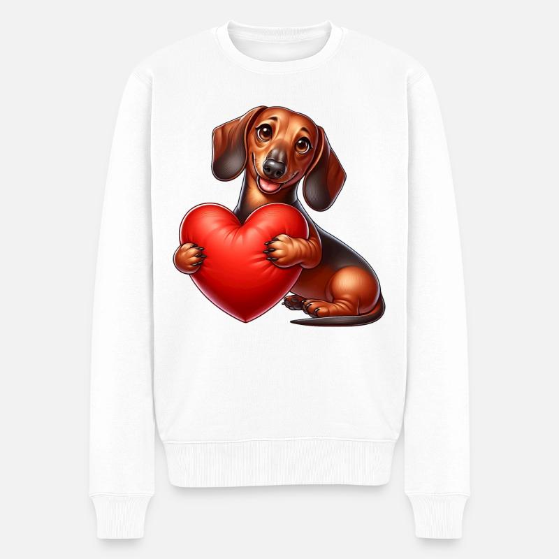 Teckel chiot dessin animé - Pull Premium bio Homme - blanc