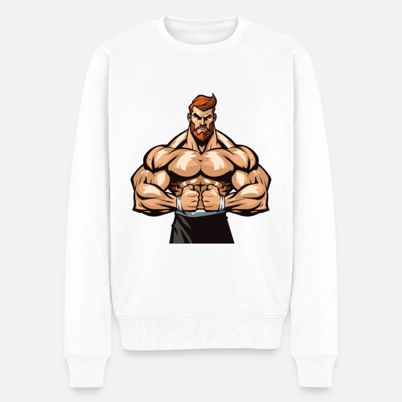Bodybuilder Gym Muscles - Pull Premium bio Homme - blanc