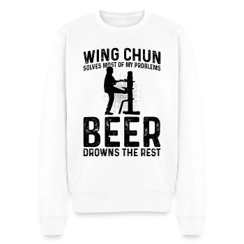 Wing Chun solves most of my problems, beer drowns - Men's Premium Organic Jumper - white - Front - Thijin (182cm)