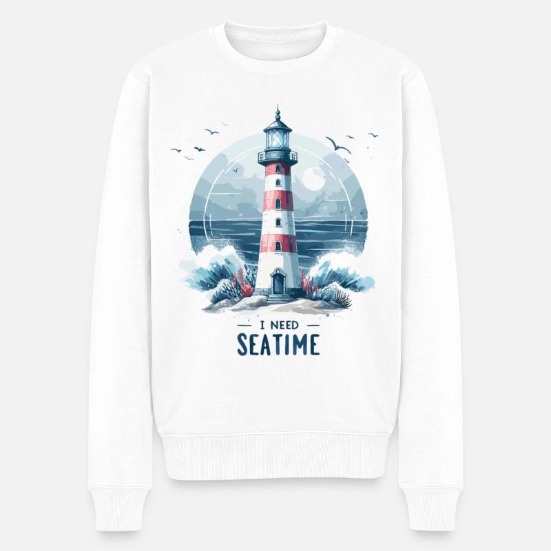 Ich brauche Meer Zeit Geschenk - Männer Premium Bio Pullover - Weiß
