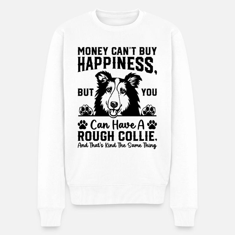 Rough Collie Quotes Rough Collie Sayings - Männer Premium Bio Pullover - Weiß
