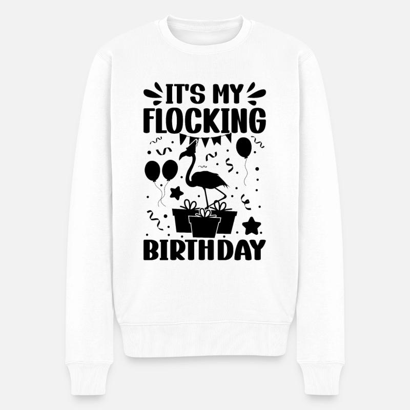 C’est mon anniversaire de flocage Flamingo - Pull Premium bio Homme - blanc