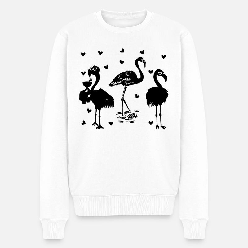 Cute Flamingo Pink Flamingos - Männer Premium Bio Pullover - Weiß