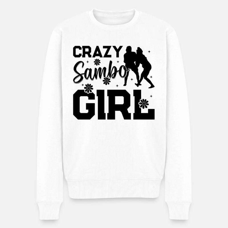 Crazy Sambo Girl - Männer Premium Bio Pullover - Weiß