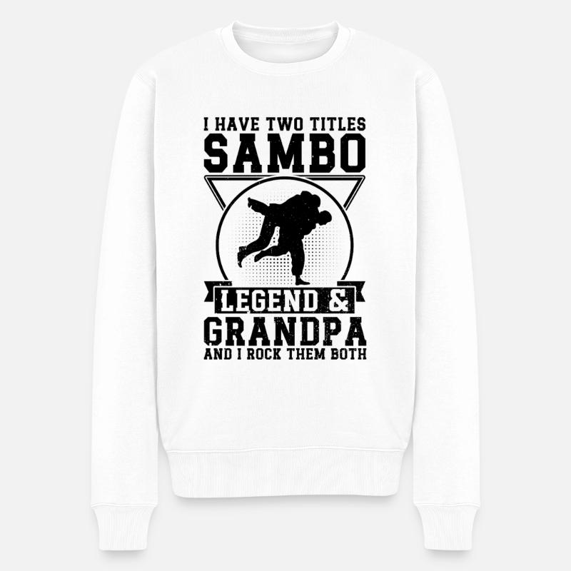 Sambo Grand-père Sambo Combattant - Pull Premium bio Homme - blanc