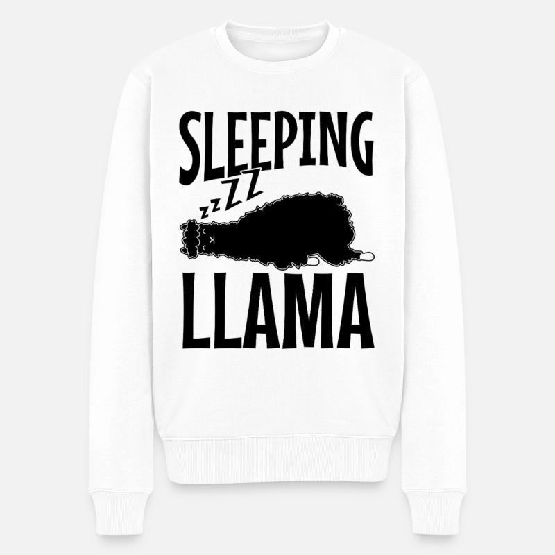 Llama Cute Alpaca Sleeping Llama - Männer Premium Bio Pullover - Weiß