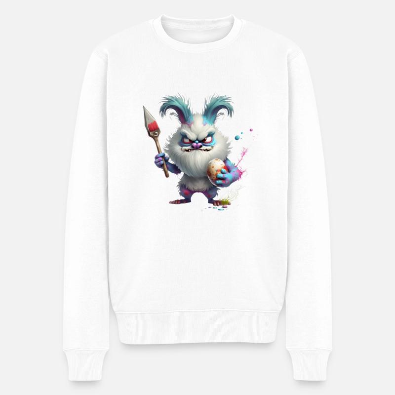 Monster Easter with Easter Egg - Men's Premium Organic Jumper - white
