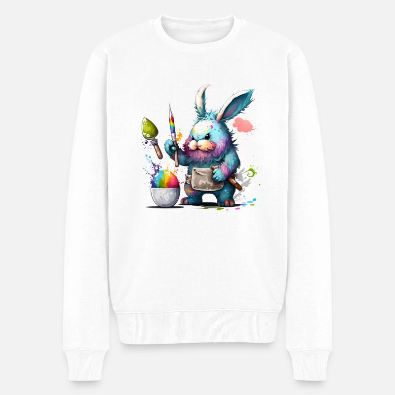 Cartoon Easter with Easter Egg - Men's Premium Organic Jumper - white