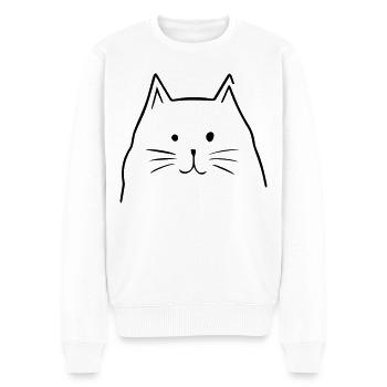 Tête de chat - Pull Premium bio Homme - blanc - Devant - Thijin (182cm)