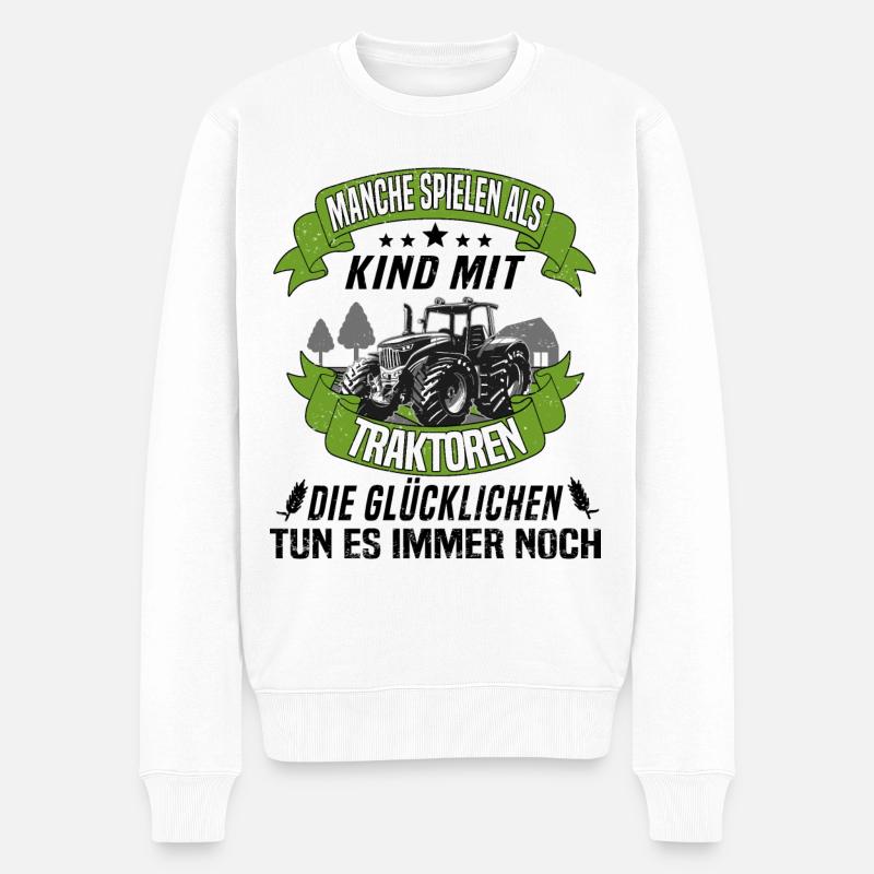 Trecker Bauer Landwirt Traktor Hof Kindheit - Männer Premium Bio Pullover - Weiß