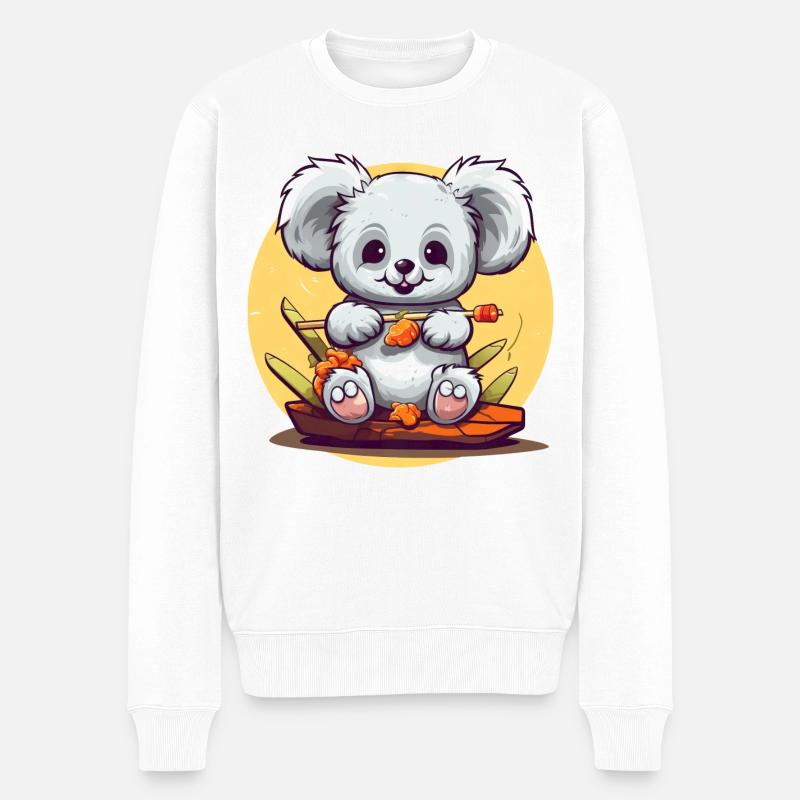 Tollpatschiger Koala mit Sushi - Männer Premium Bio Pullover - Weiß
