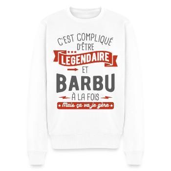légendaire et barbu - Pull Premium bio Homme - blanc - Devant - Thijin (182cm)