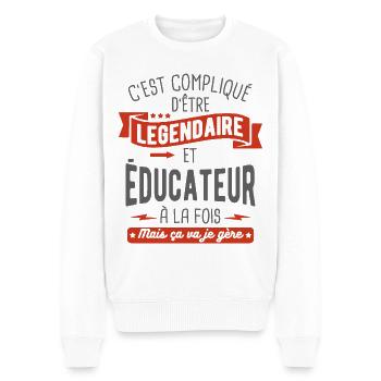 légendaire et éducateur - Pull Premium bio Homme - blanc - Devant - Thijin (182cm)