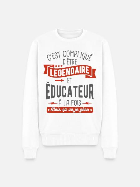 légendaire et éducateur - Pull Premium bio Homme - blanc