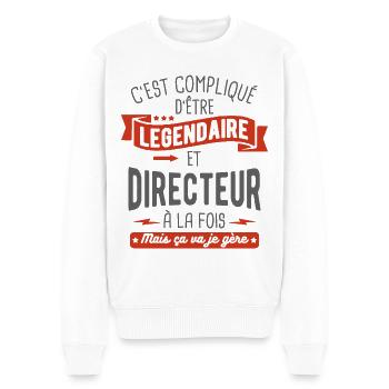 légendaire et directeur - Pull Premium bio Homme - blanc - Devant - Thijin (182cm)