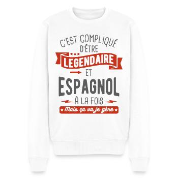 légendaire et espagnol - Pull Premium bio Homme - blanc - Devant - Thijin (182cm)