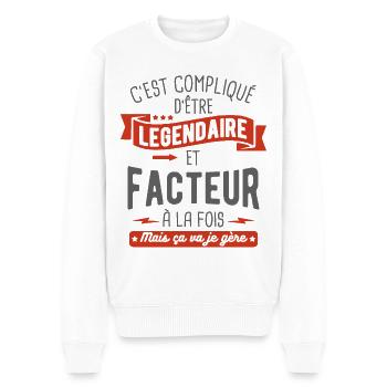 légendaire et facteur - Pull Premium bio Homme - blanc - Devant - Thijin (182cm)