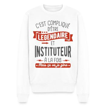 légendaire et instituteur - Pull Premium bio Homme - blanc - Devant - Thijin (182cm)