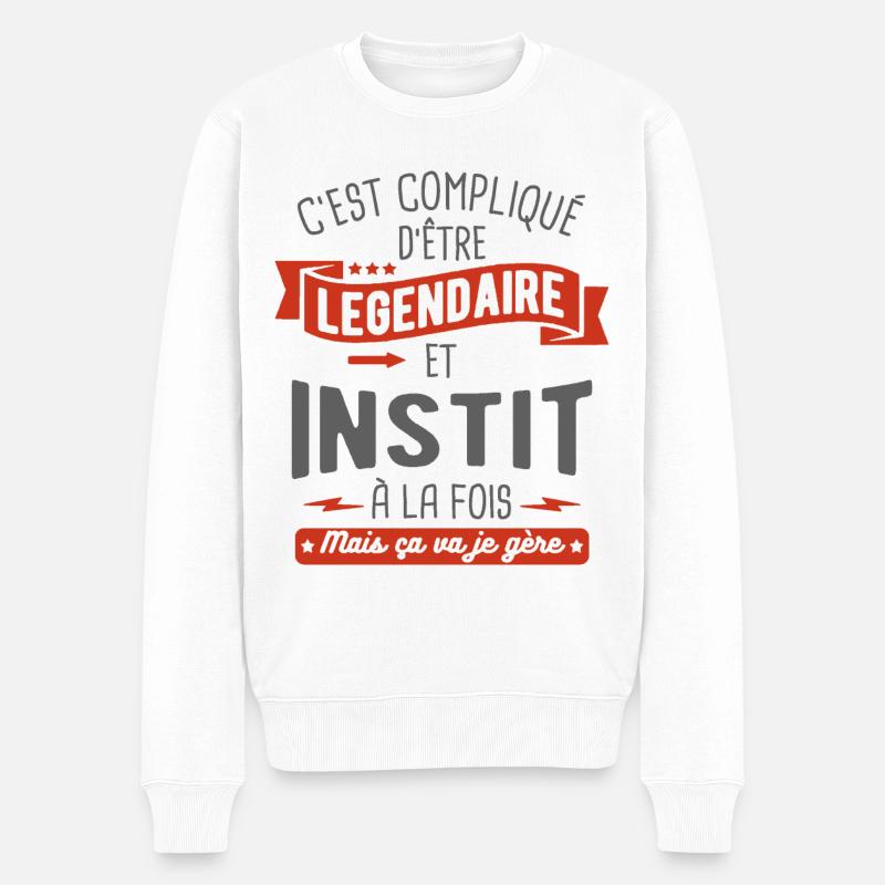 légendaire et instit - Pull Premium bio Homme - blanc