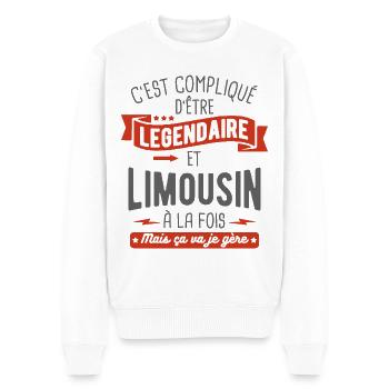 légendaire et limousin - Pull Premium bio Homme - blanc - Devant - Thijin (182cm)