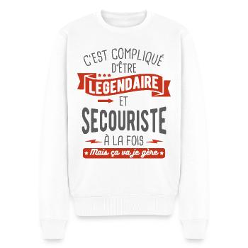 légendaire et secouriste - Pull Premium bio Homme - blanc - Devant - Thijin (182cm)