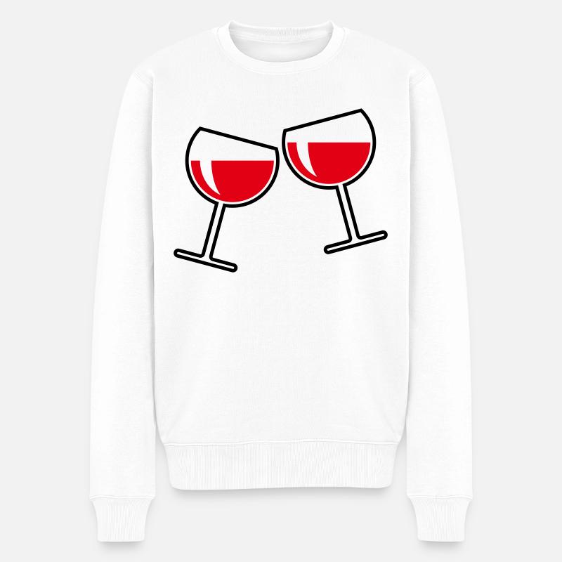 2 Rotweingläser (Rotwein / Wein / Rund Zu / 2C) - Männer Premium Bio Pullover - Weiß