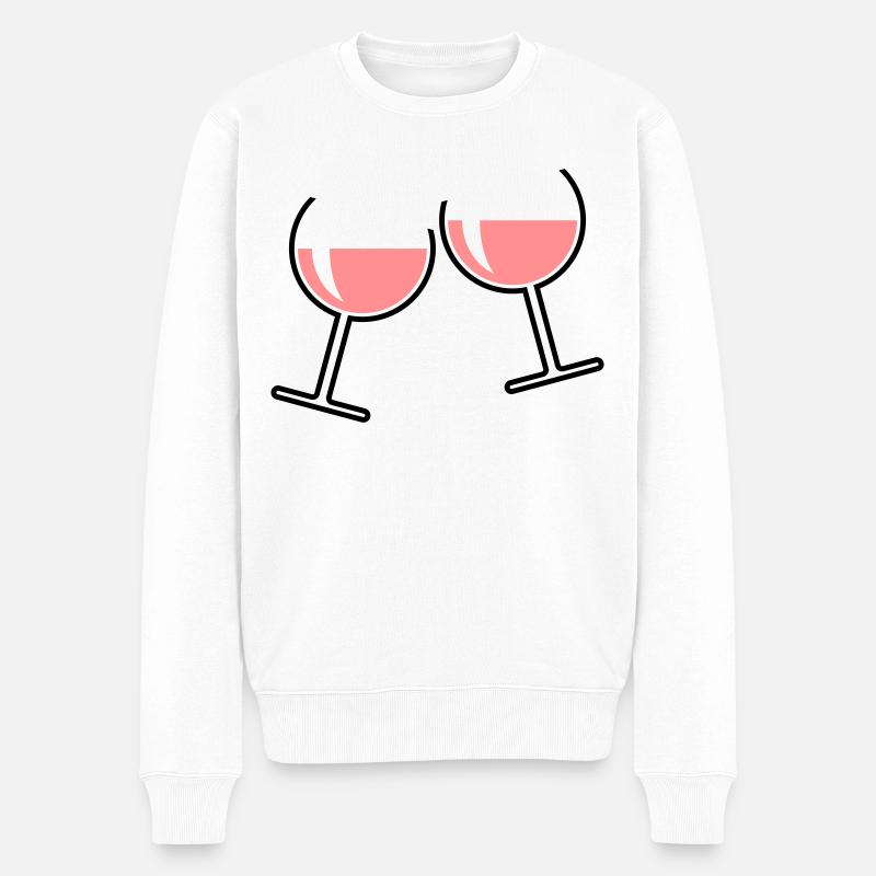 X2 Rose Stiel Fuss - Männer Premium Bio Pullover - Weiß
