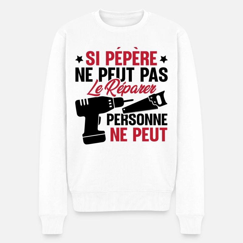 Si Pépère ne peut pas le Réparer, Papy Bricoleur - Pull Premium bio Homme - blanc