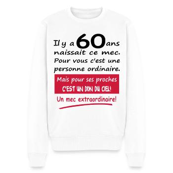 Humour un mec extraordinaire homme - Pull Premium bio Homme - blanc - Devant - Thijin (182cm)