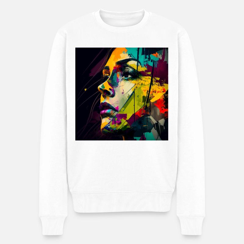 Abstract Woman Design - Männer Premium Bio Pullover - Weiß