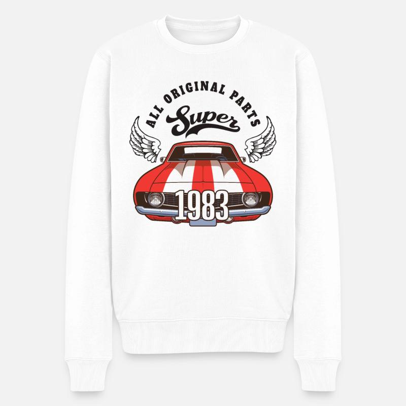 Super 1983 - alle Originalteile - Männer Premium Bio Pullover - Weiß