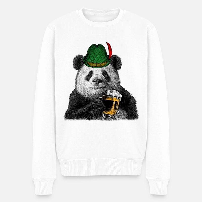 Panda à la bière - Pull Premium bio Homme - blanc
