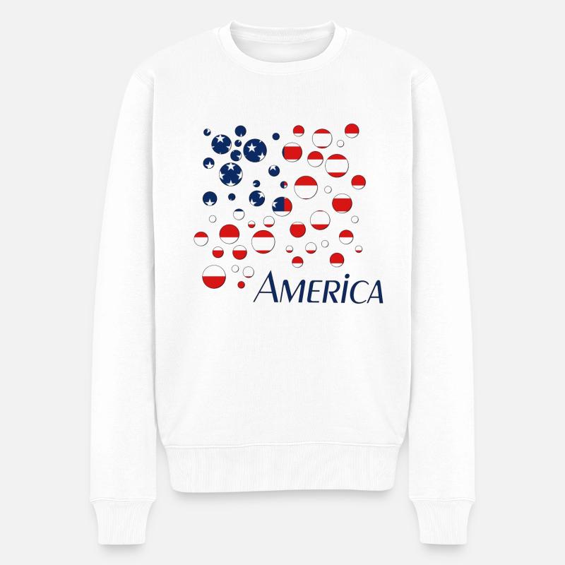 America Usa - Männer Premium Bio Pullover - Weiß