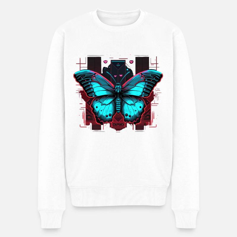 Monarch Vaporwave Schmetterling - Männer Premium Bio Pullover - Weiß