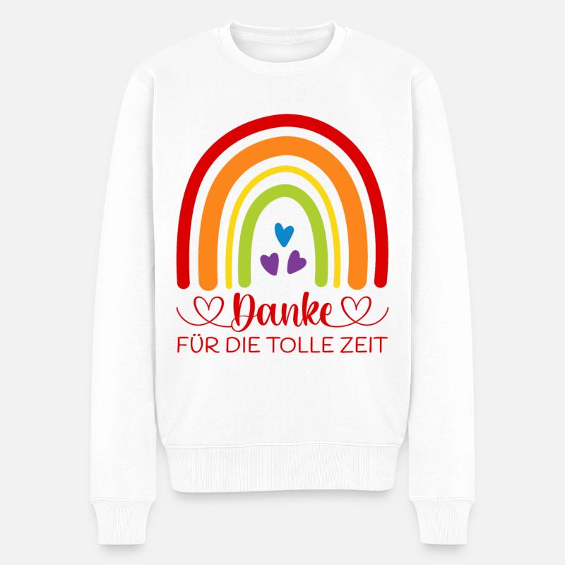 Abschied Kita Regenbogen Danke für die tolle Zeit - Männer Premium Bio Pullover - Weiß