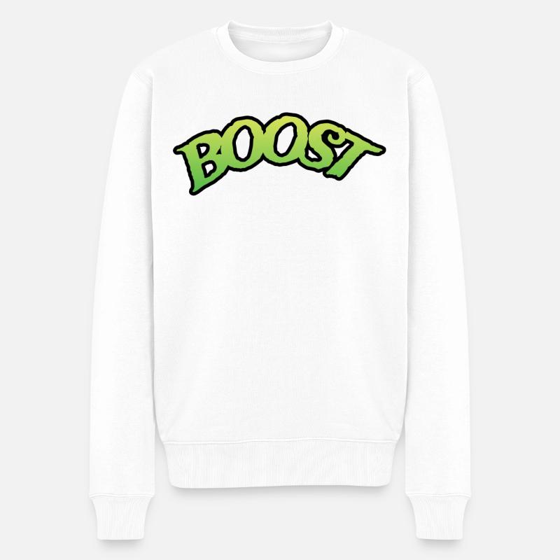 BOOST - Männer Premium Bio Pullover - Weiß