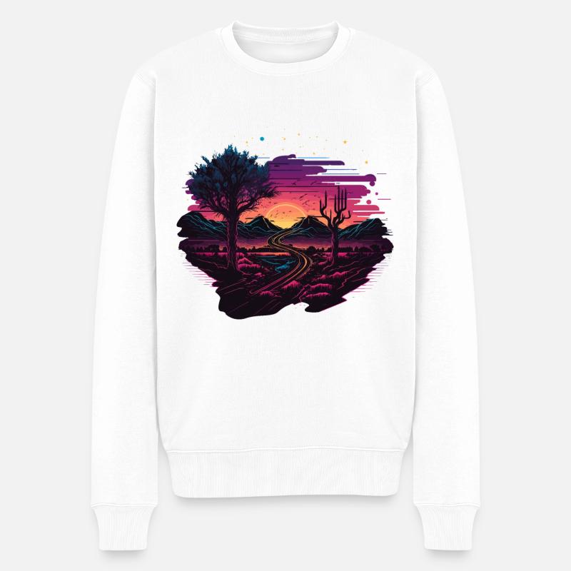 Vaporwave Kunst - Männer Premium Bio Pullover - Weiß