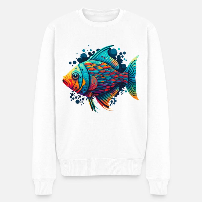 Œuvre d’art sur les poissons - Pull Premium bio Homme - blanc