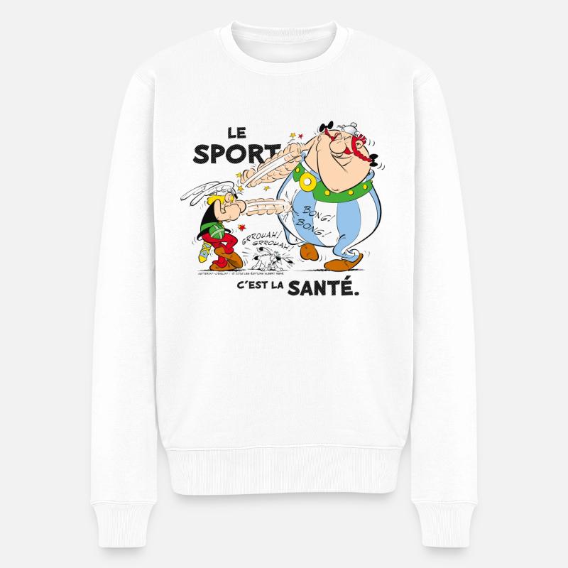 Asterix und Obelix - Sport ist Gesundheit - Männer Premium Bio Pullover - Weiß