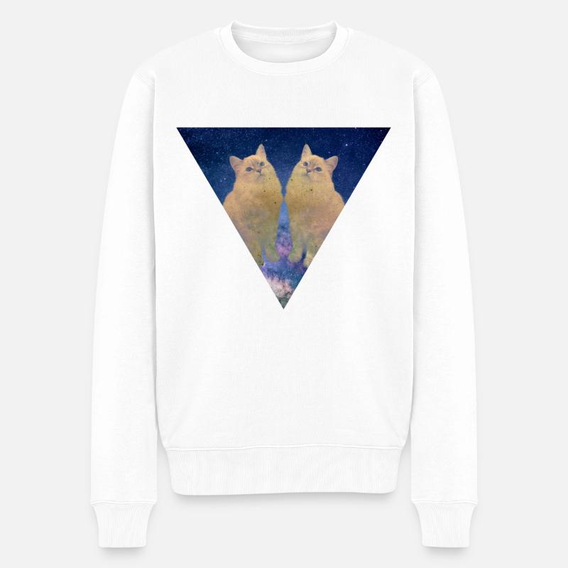 GALAXY KATZEN KATZENFREUNDE CATS KÄTZCHEN GESCHENK - Männer Premium Bio Pullover - Weiß