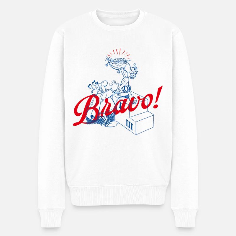 Asterix & Obelix Bravo! Charakterdesign - Männer Premium Bio Pullover - Weiß