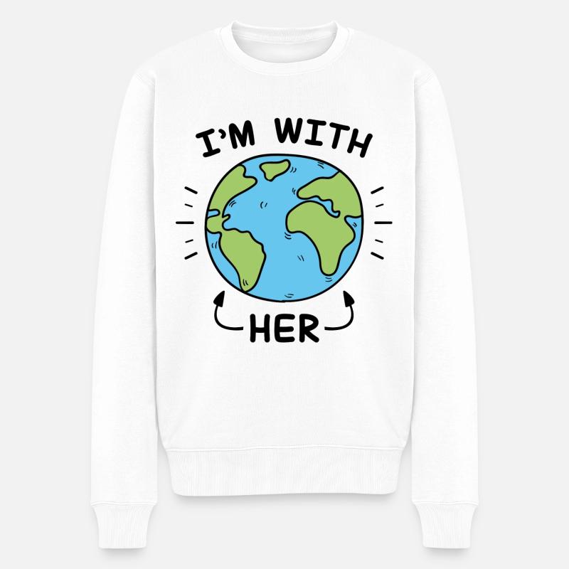 Ich bin bei ihr - Männer Premium Bio Pullover - Weiß