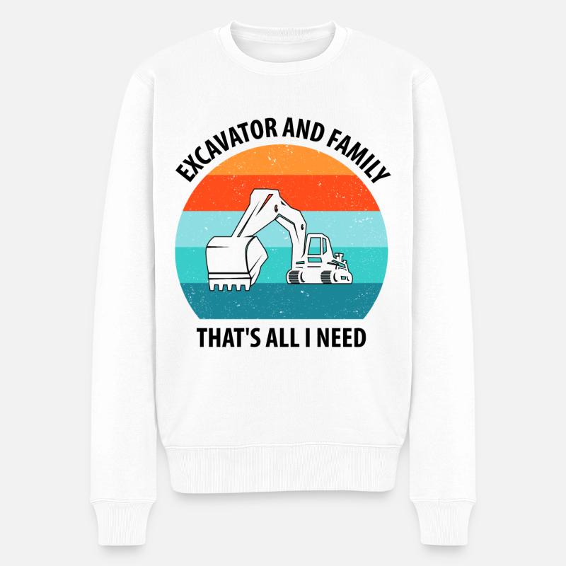 Bagger Baggerfahrer Baggerwagen - Männer Premium Bio Pullover - Weiß