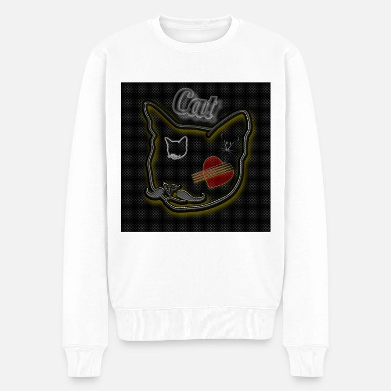 Cat - Abbild - 2023 - Männer Premium Bio Pullover - Weiß